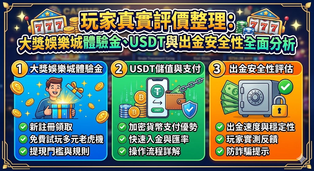 玩家真實評價整理：大獎娛樂城體驗金、USDT與出金安全性全面分析